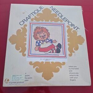 Vintage Craftique Needlepoint Kit Jilly L-3015 RaggedyAnn 15x15 Lyntex Wool Yarn